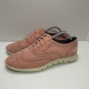 Cole Haan Womens Size 7 Shoes Zerogrand Grand OS Wingtip Oxfords Pink Rose Suede